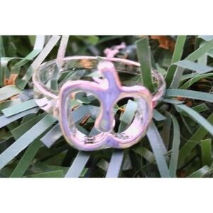 925 Sterling Silver Plated Apple Shaped Ring New Size 8.5 Fruit Food Fashion USA